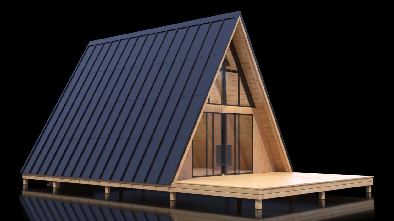 3D A Frame Cabin with Deck model