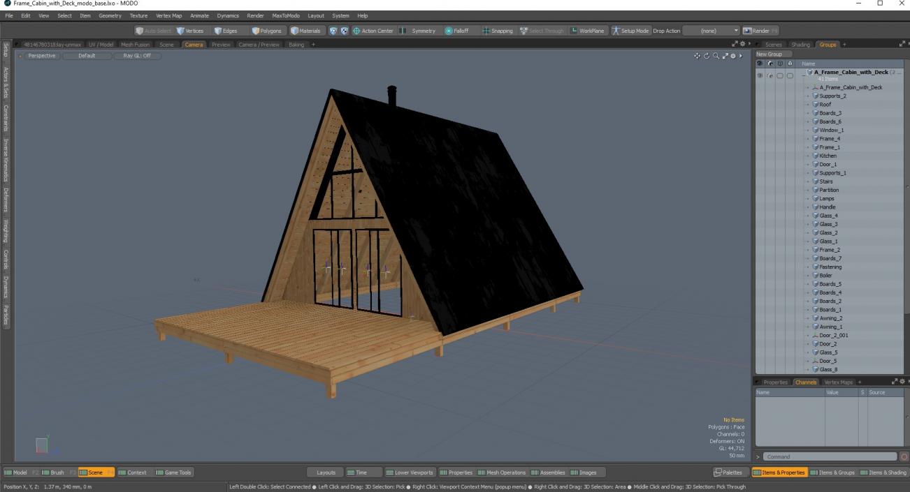 3D A Frame Cabin with Deck model