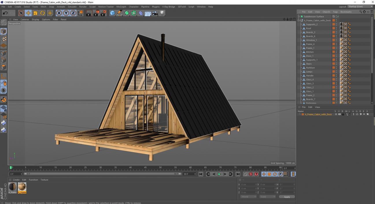 3D A Frame Cabin with Deck model