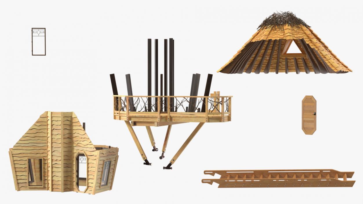 Wooden Playground Constructions Collection 3D