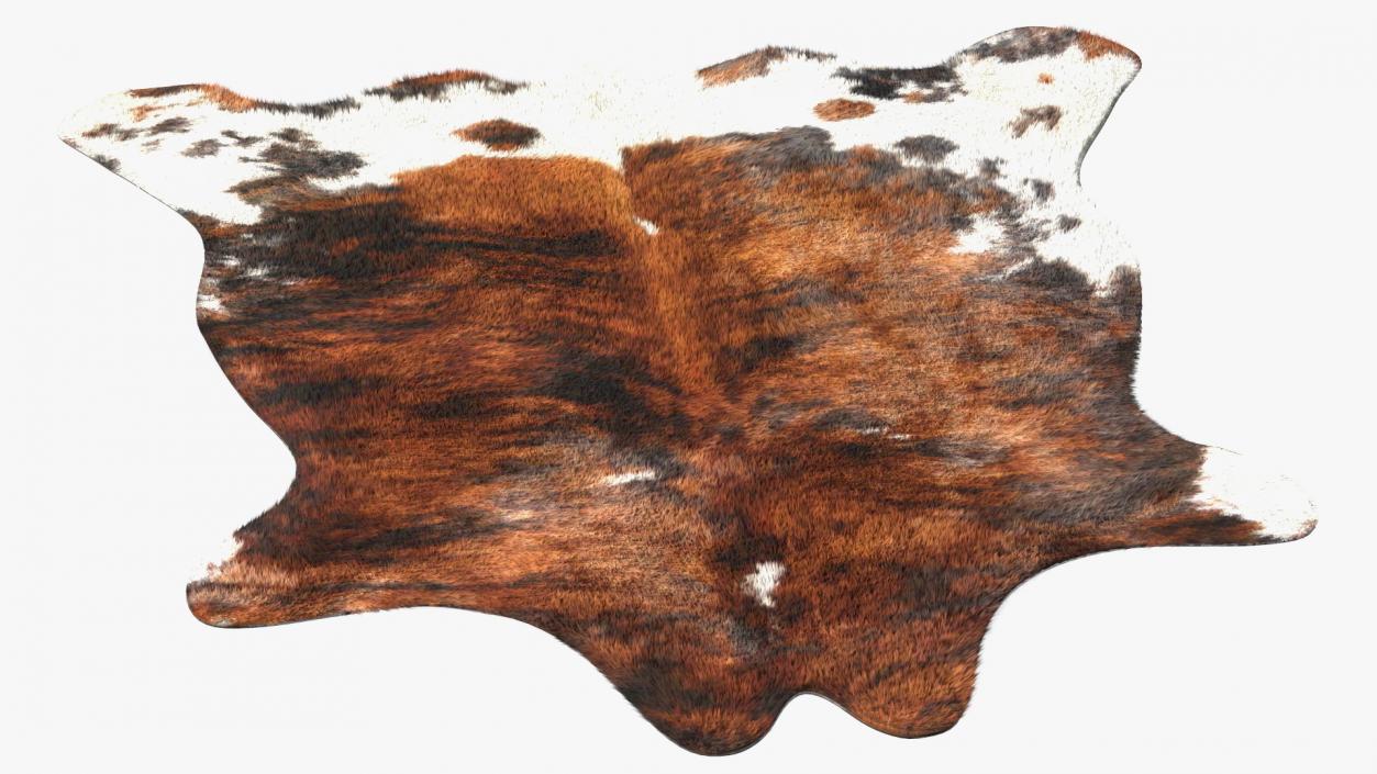 Cowhide Rug Light Brown and White Fur 3D