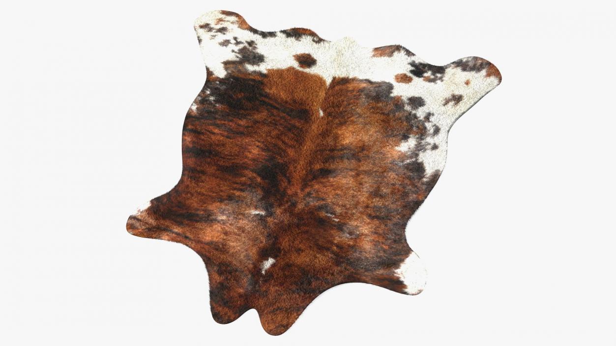 Cowhide Rug Light Brown and White Fur 3D