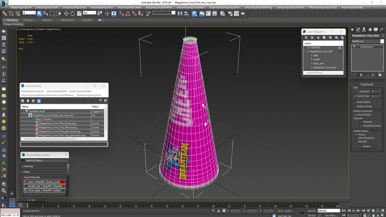 Megaphone Cone Pink 3D model