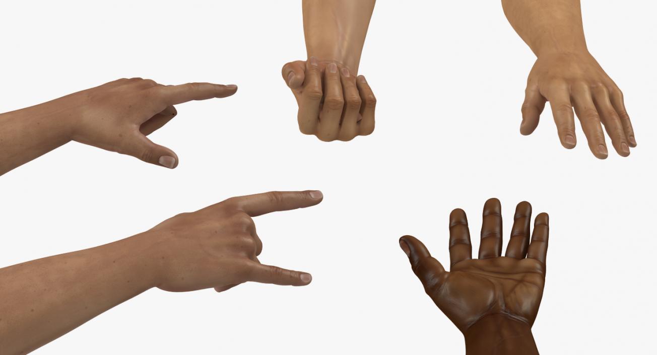 Rigged Man Hands Collection 3D