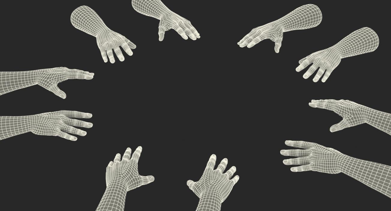 Rigged Man Hands Collection 3D