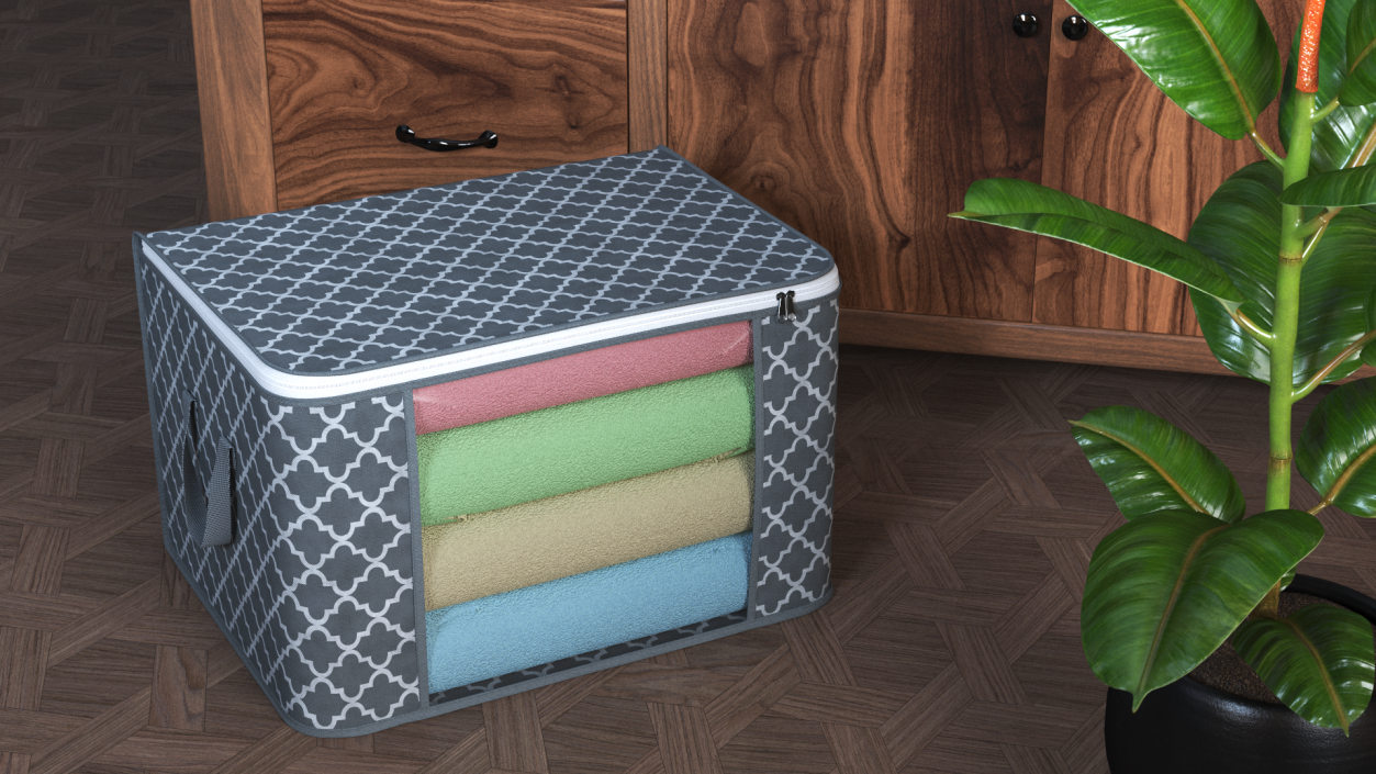 3D Clothes Storage Bin Foldable Grey model