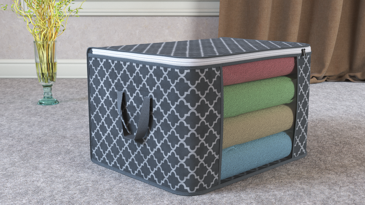 3D Clothes Storage Bin Foldable Grey model