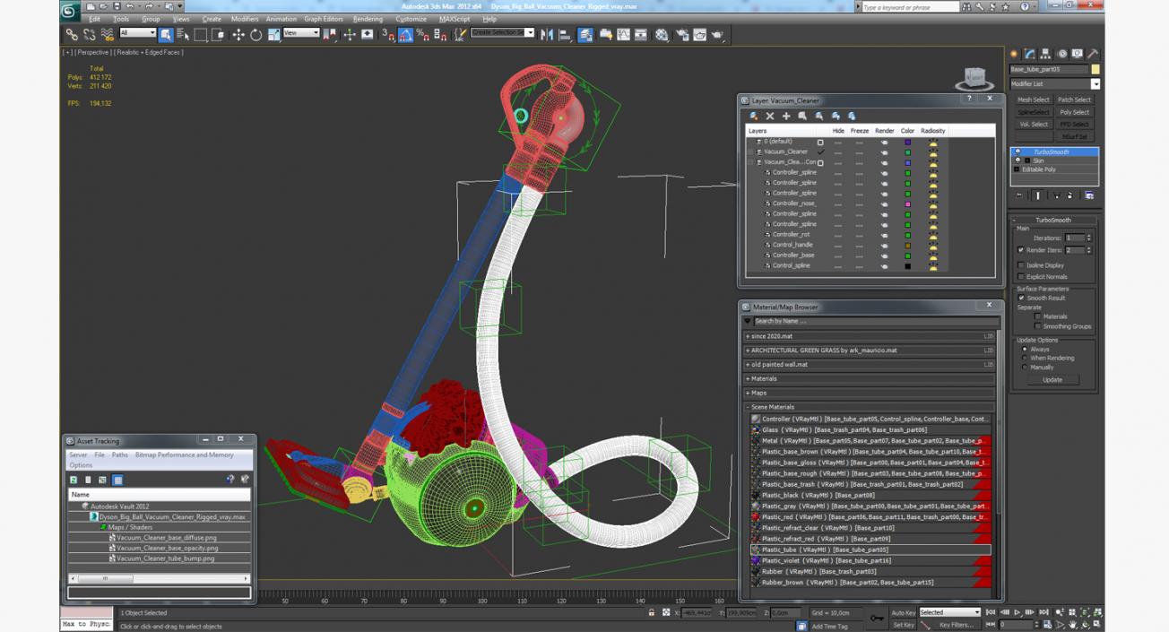 3D Dyson Big Ball Vacuum Cleaner Rigged