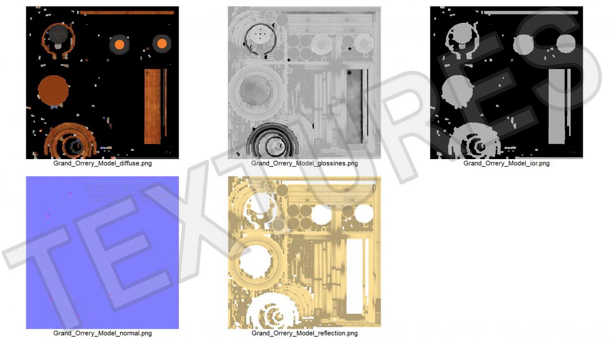 3D Retro Mechanical Solar System Orrery with Wooden Base model