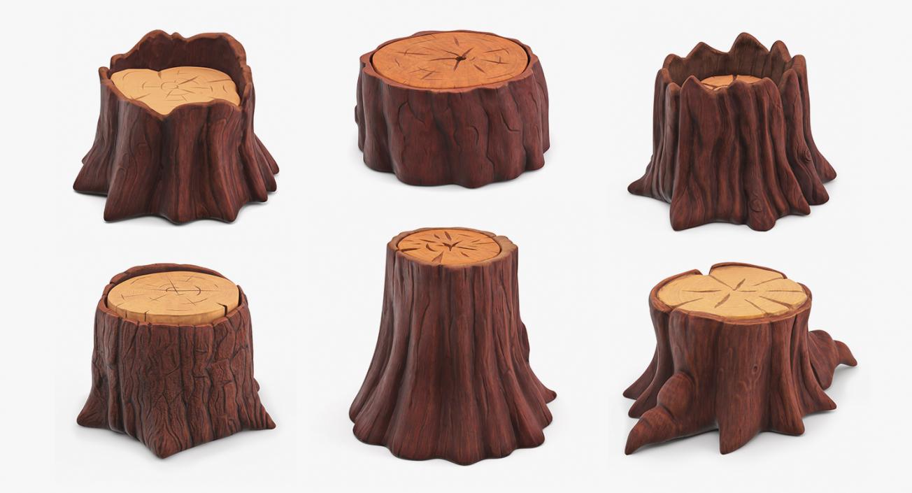 Cartoon Tree Stumps Collection 4 3D