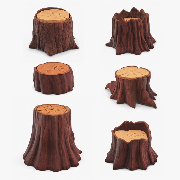 Cartoon Tree Stumps Collection 4 3D