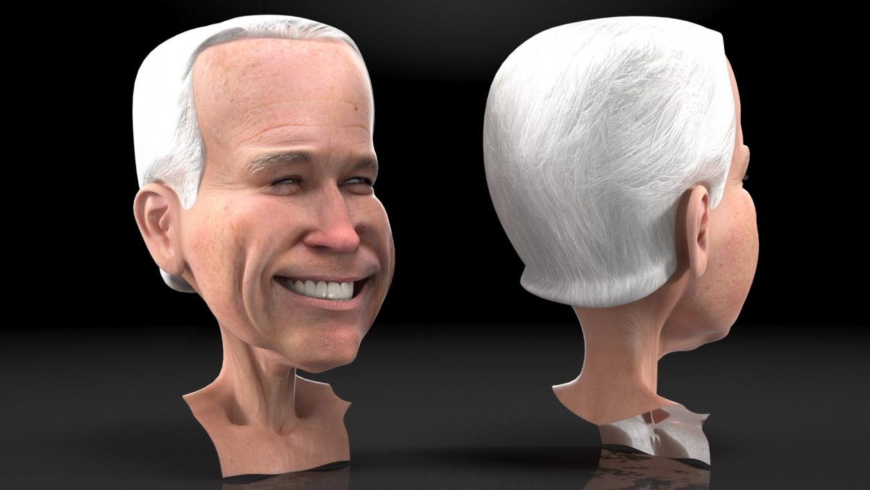 3D model Cartoon Joe Biden Smiling Head