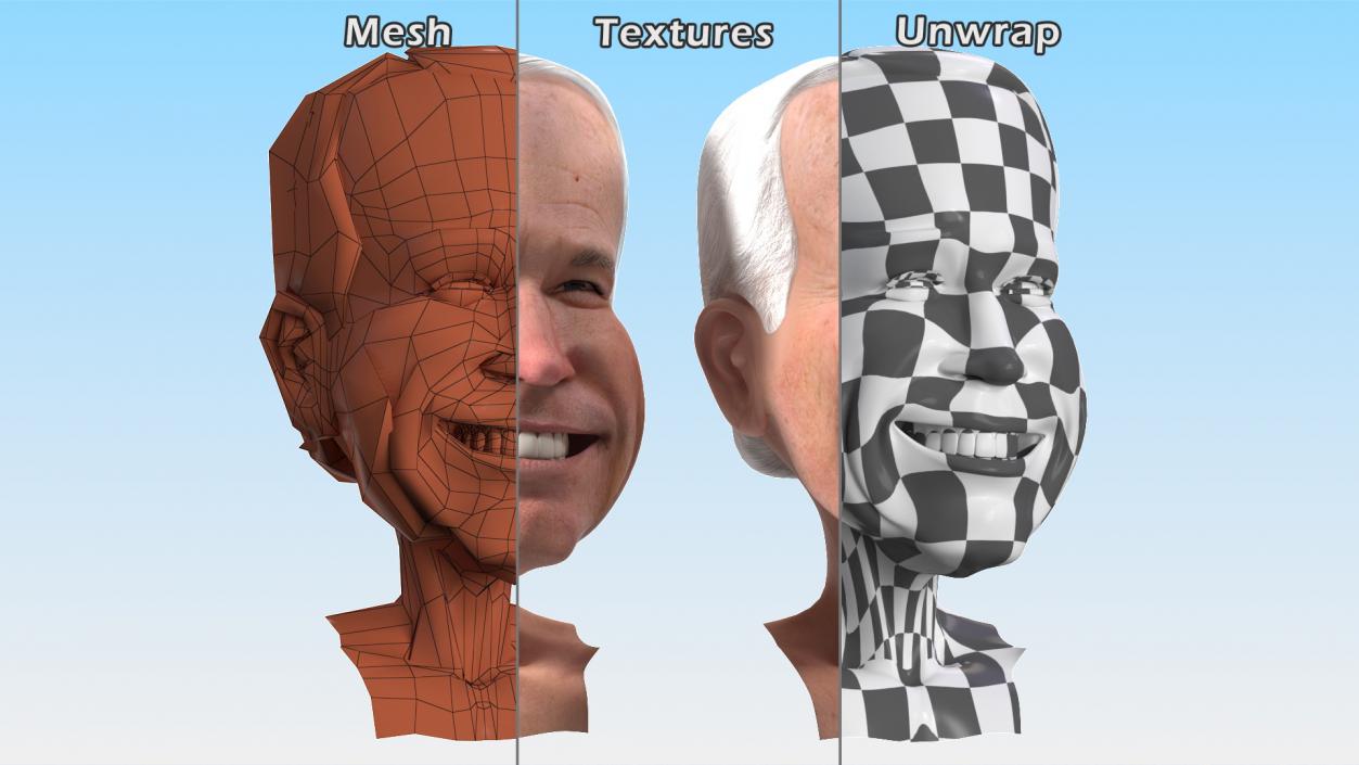 3D model Cartoon Joe Biden Smiling Head