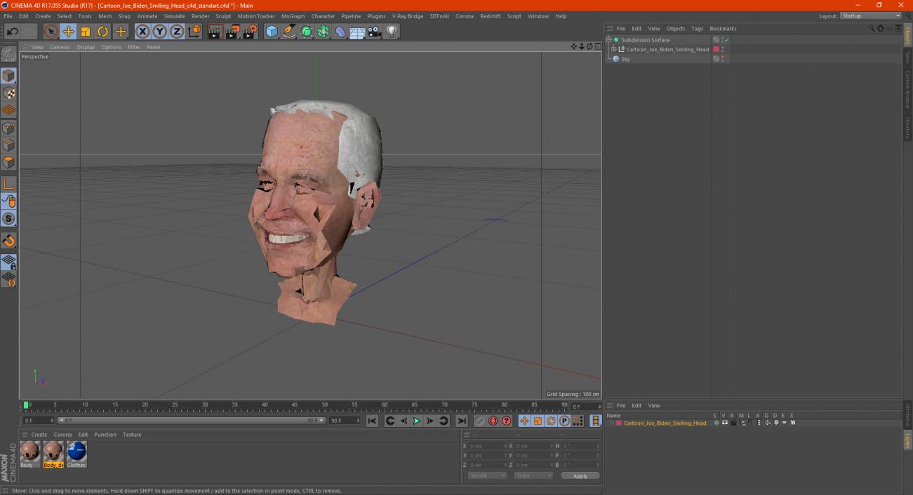 3D model Cartoon Joe Biden Smiling Head