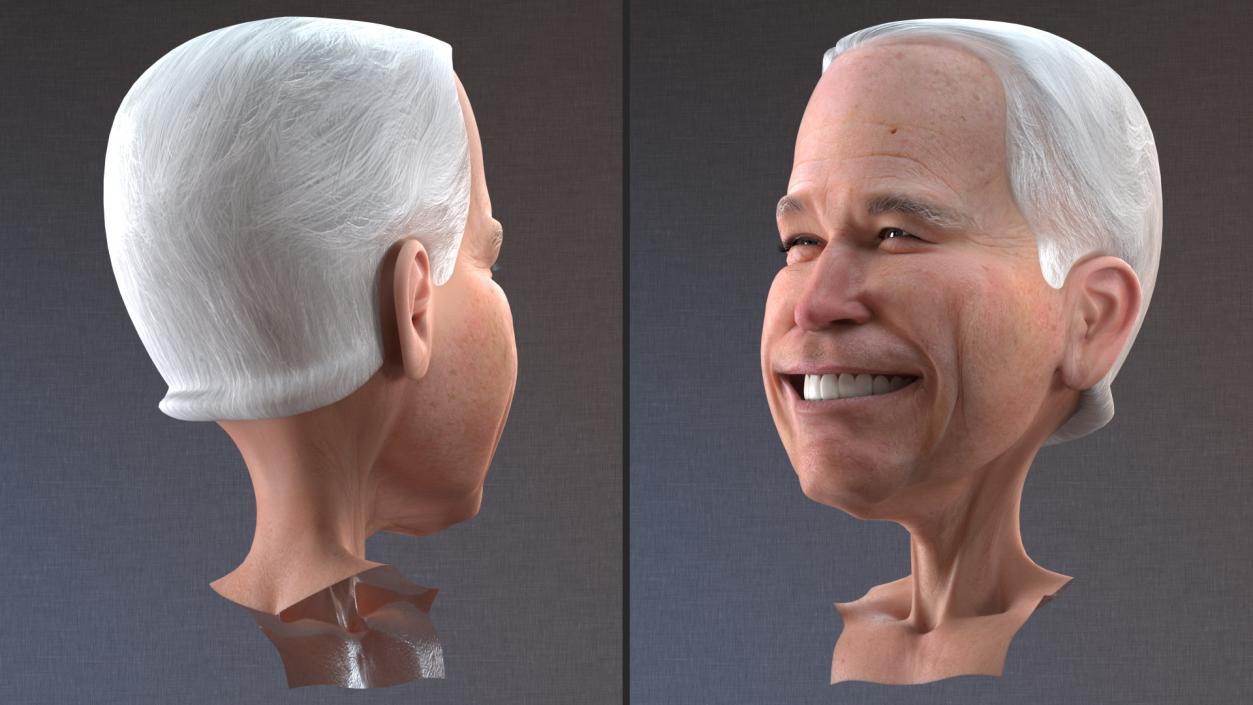 3D model Cartoon Joe Biden Smiling Head