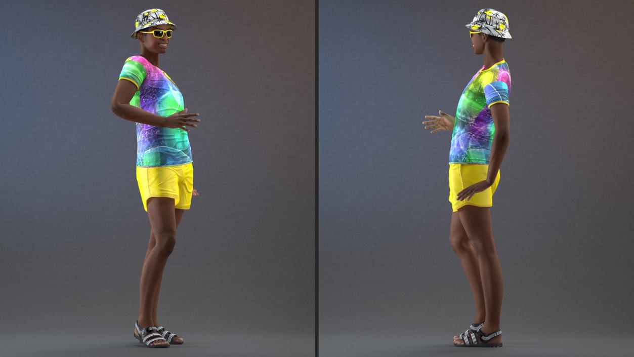 3D model Light Skin Teenager Beach Style Standing Pose