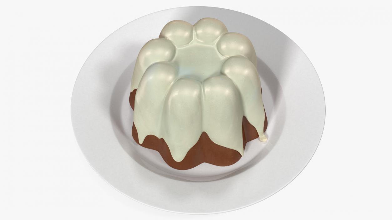 Jelly Pudding Chocolate on Plate 3D