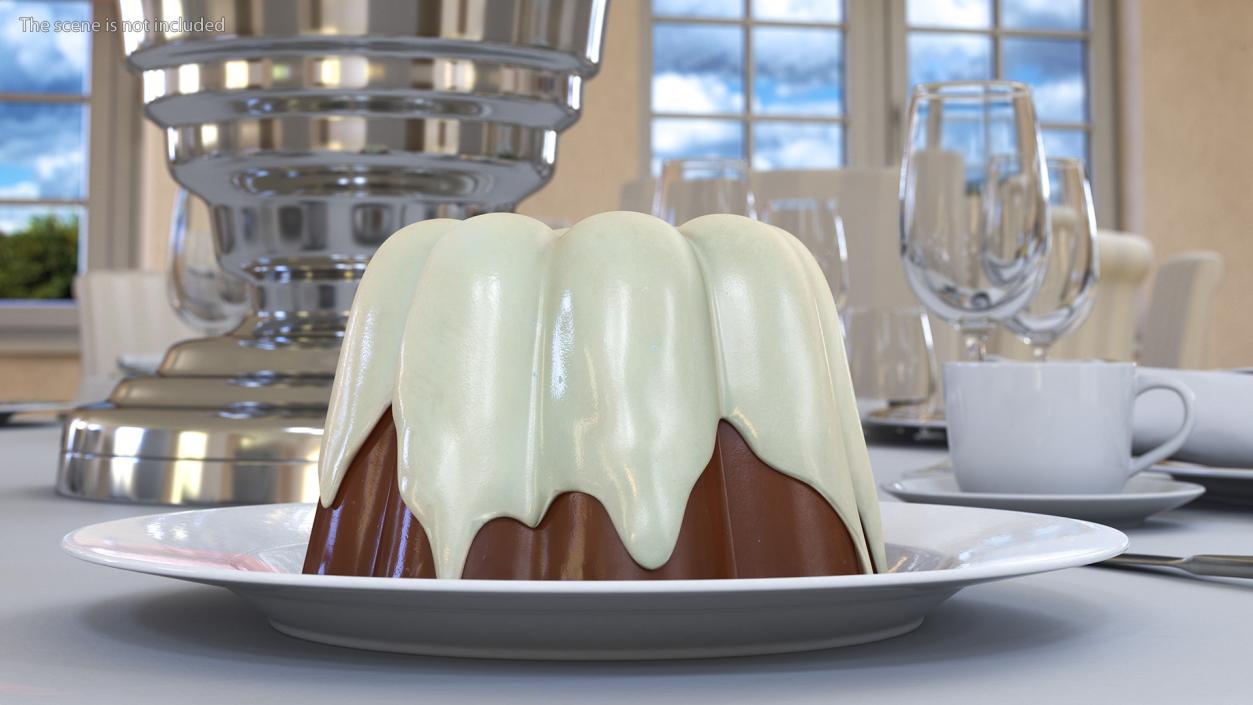 Jelly Pudding Chocolate on Plate 3D