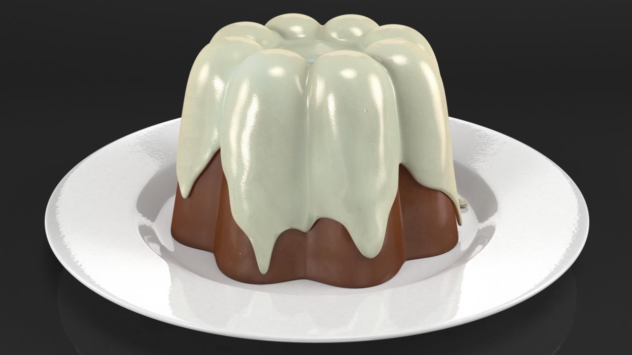 Jelly Pudding Chocolate on Plate 3D