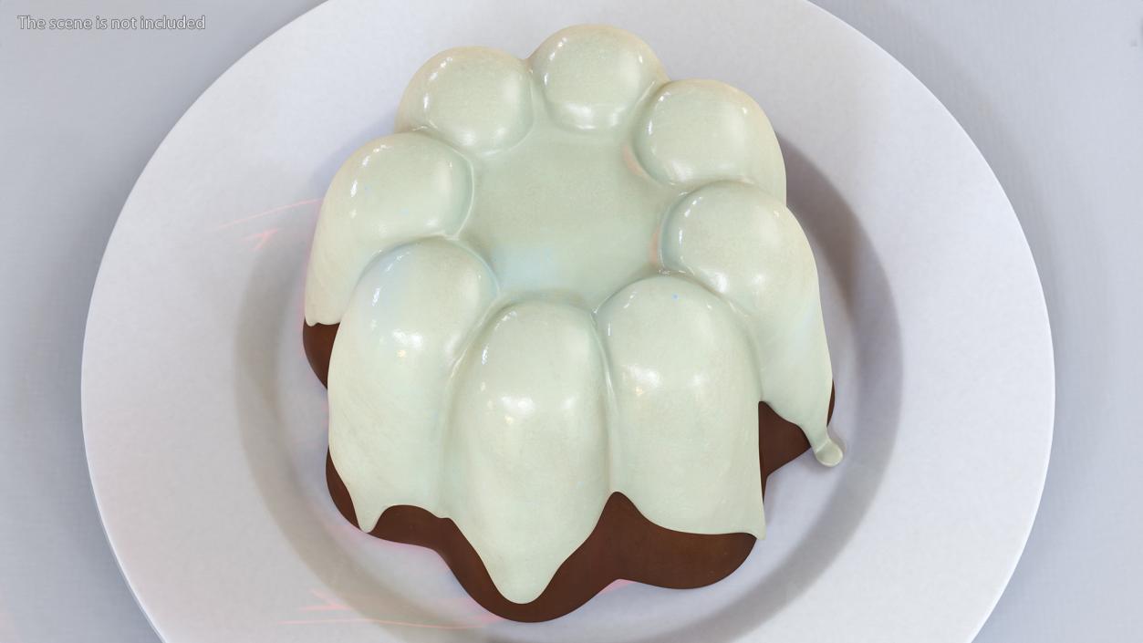 Jelly Pudding Chocolate on Plate 3D