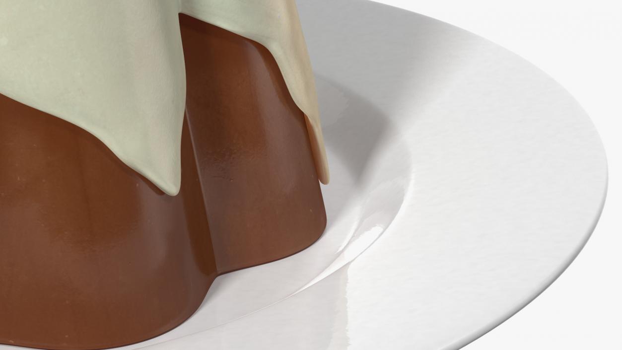 Jelly Pudding Chocolate on Plate 3D