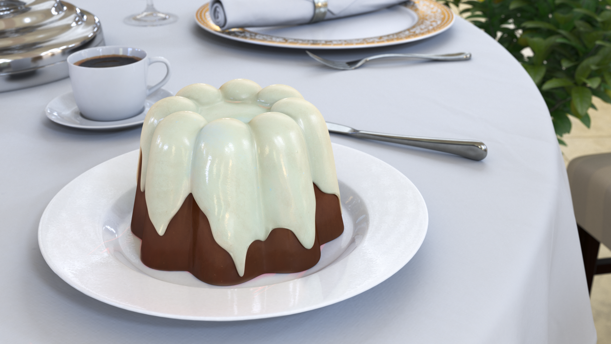 Jelly Pudding Chocolate on Plate 3D