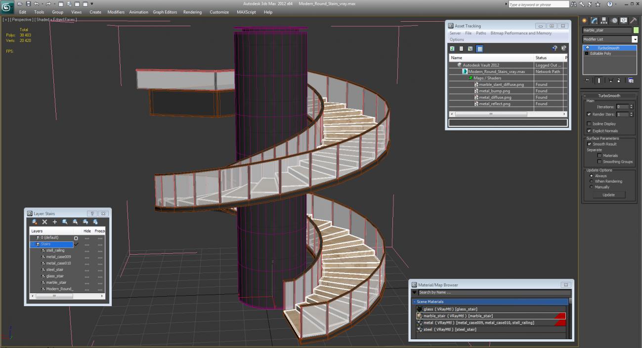 Modern Round Stairs 3D model