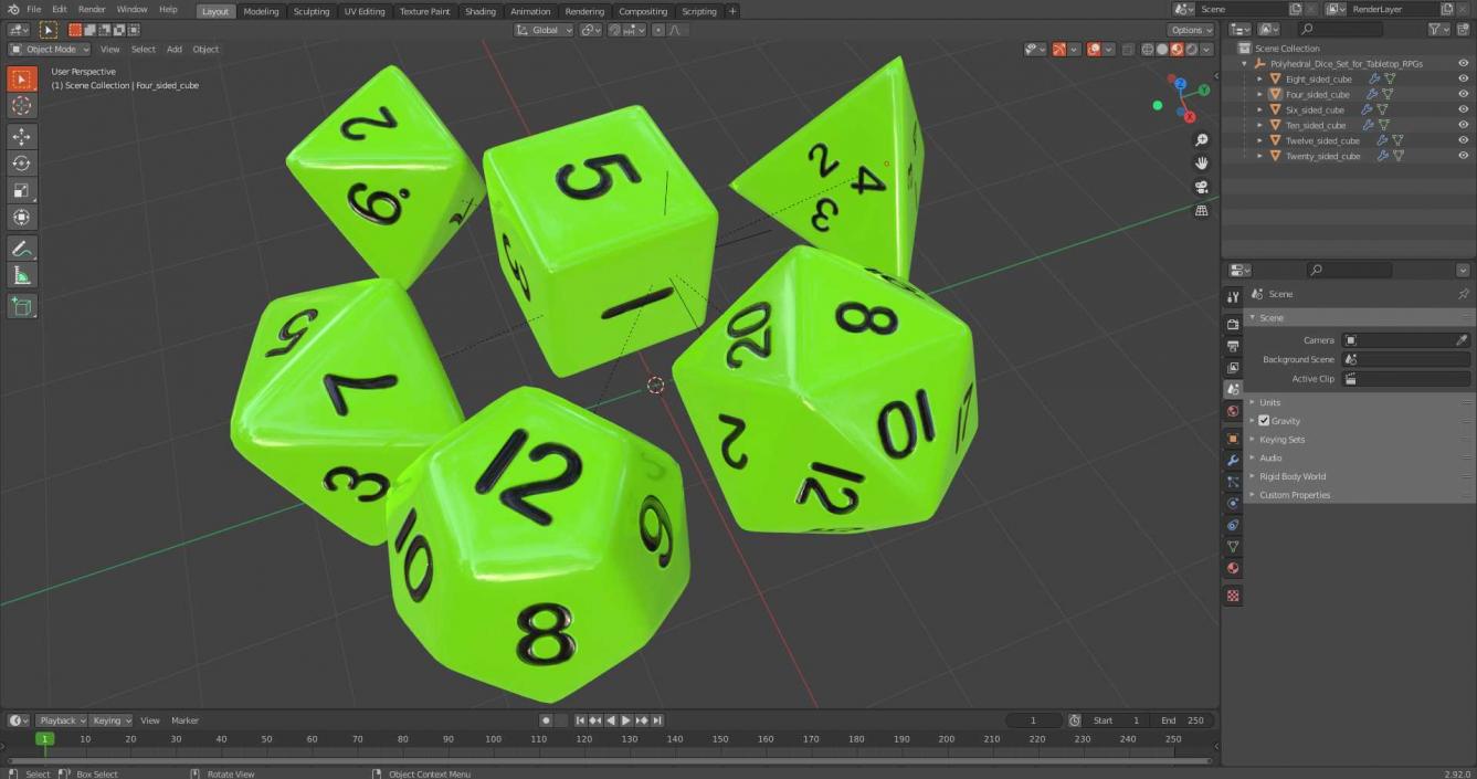 Polyhedral Dice Set for Tabletop RPGs 3D