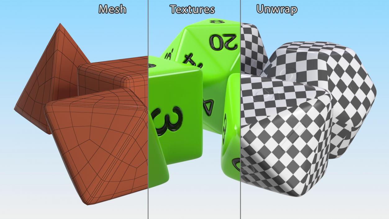 Polyhedral Dice Set for Tabletop RPGs 3D