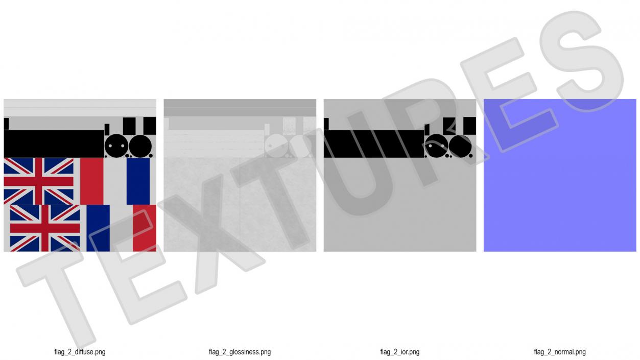 Table Flags United Kingdom and France 3D