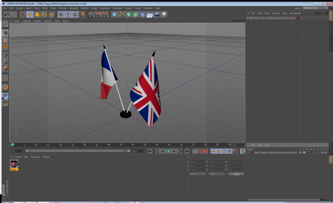 Table Flags United Kingdom and France 3D