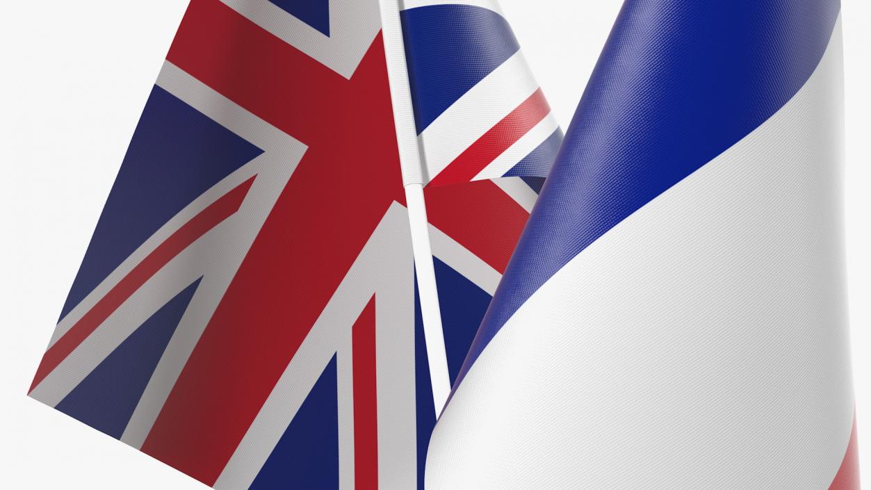 Table Flags United Kingdom and France 3D