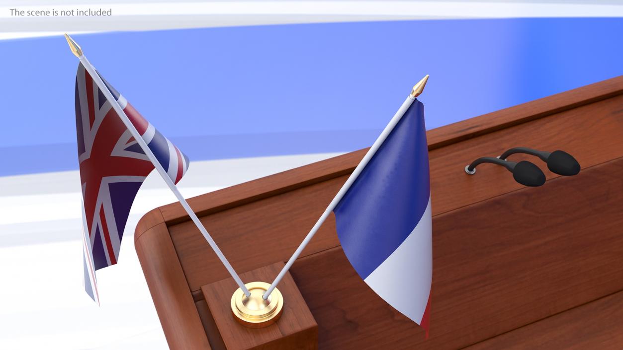 Table Flags United Kingdom and France 3D