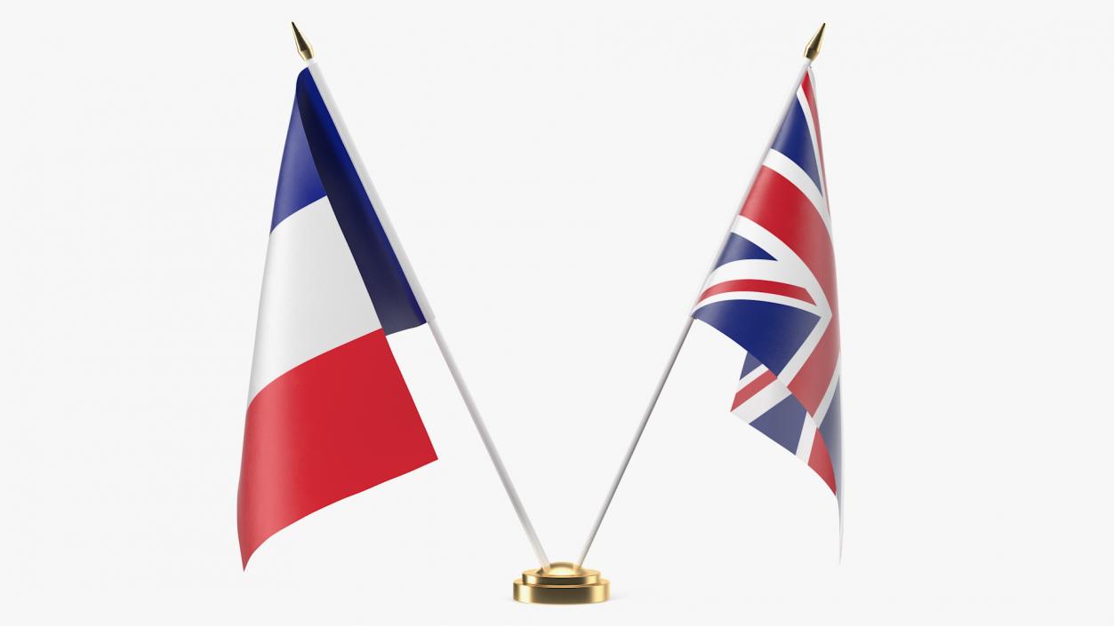 Table Flags United Kingdom and France 3D