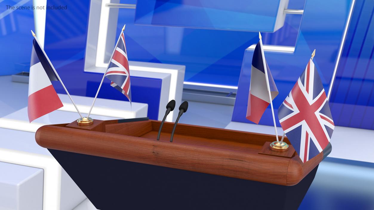 Table Flags United Kingdom and France 3D