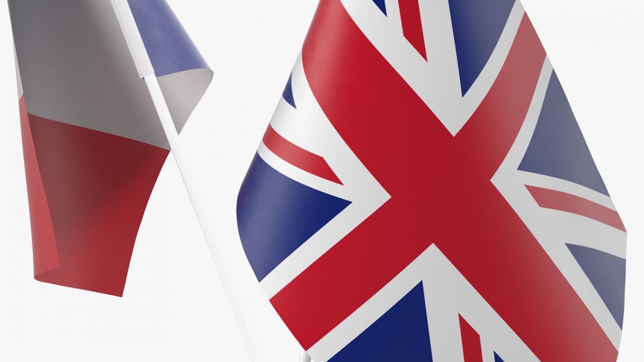 Table Flags United Kingdom and France 3D