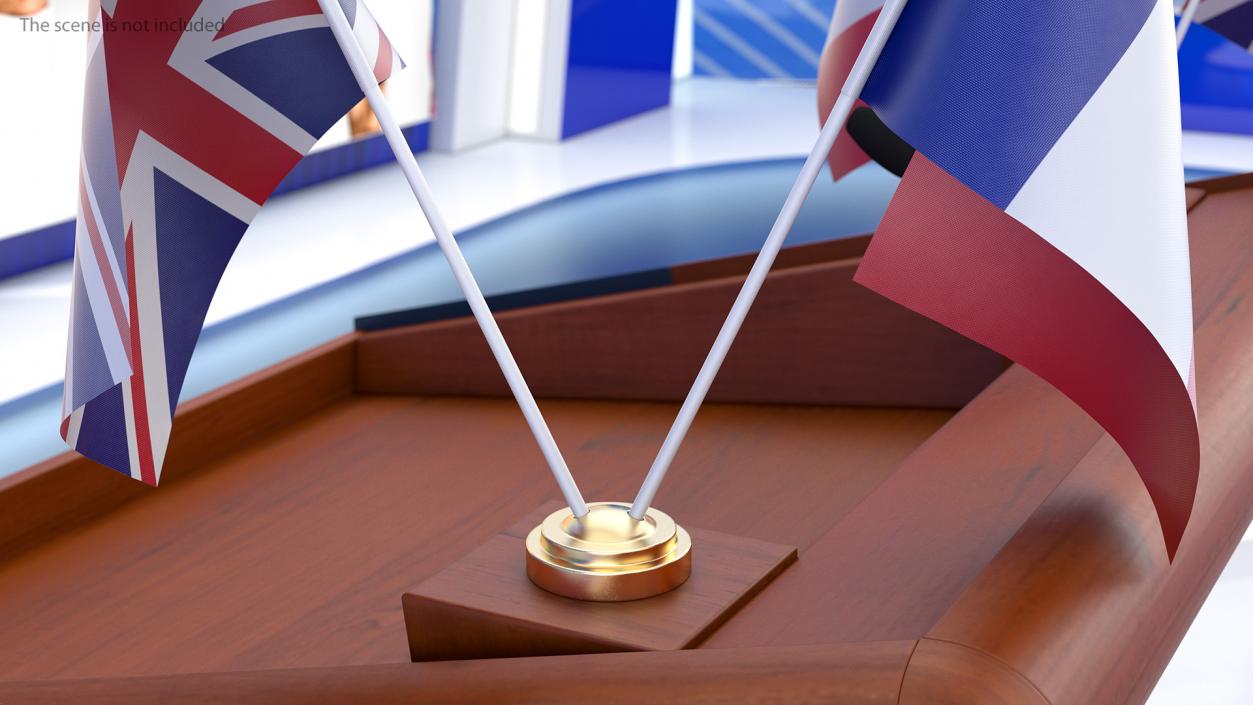 Table Flags United Kingdom and France 3D