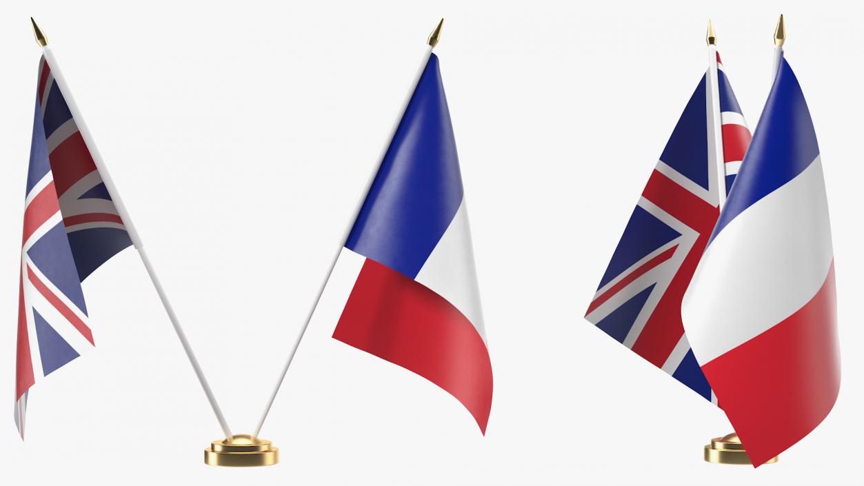 Table Flags United Kingdom and France 3D