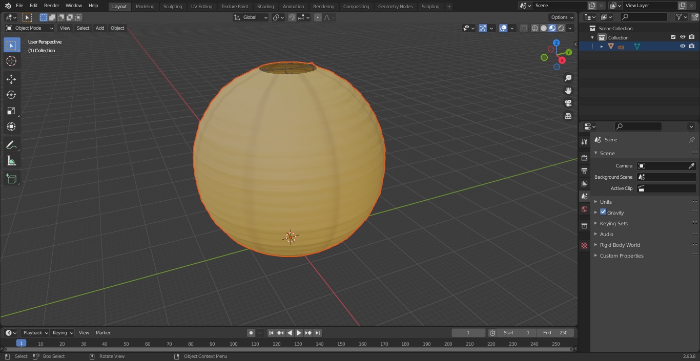 Round Paper Lantern Gold 3D model