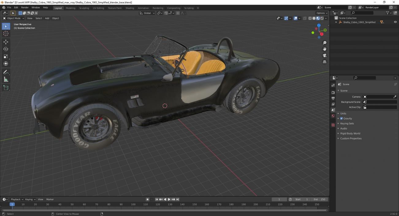 3D Shelby Cobra 1965 Simplified model