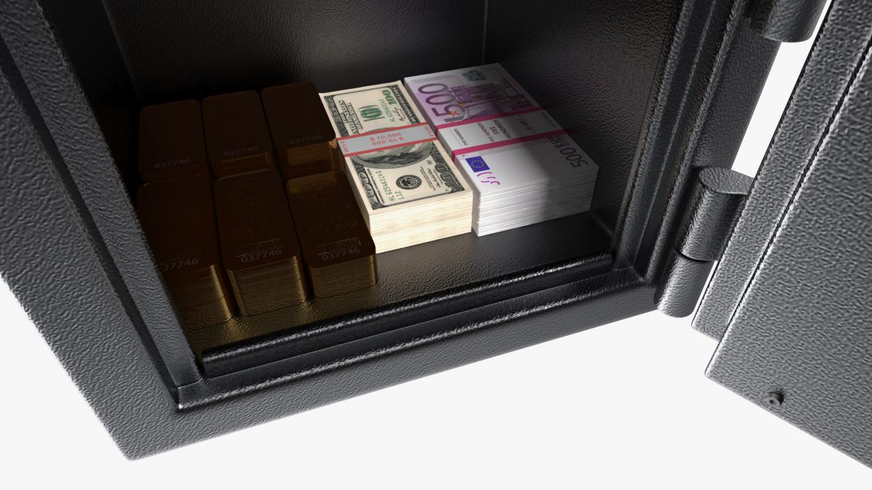 3D Drop Safe with Gold Bars and Cash model