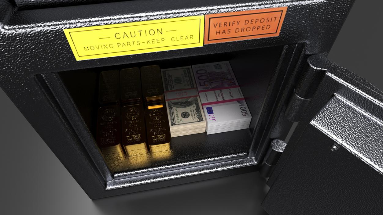 3D Drop Safe with Gold Bars and Cash model