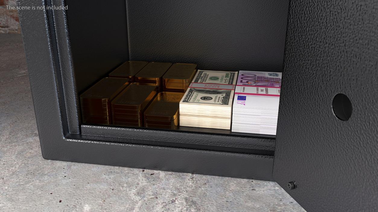 3D Drop Safe with Gold Bars and Cash model