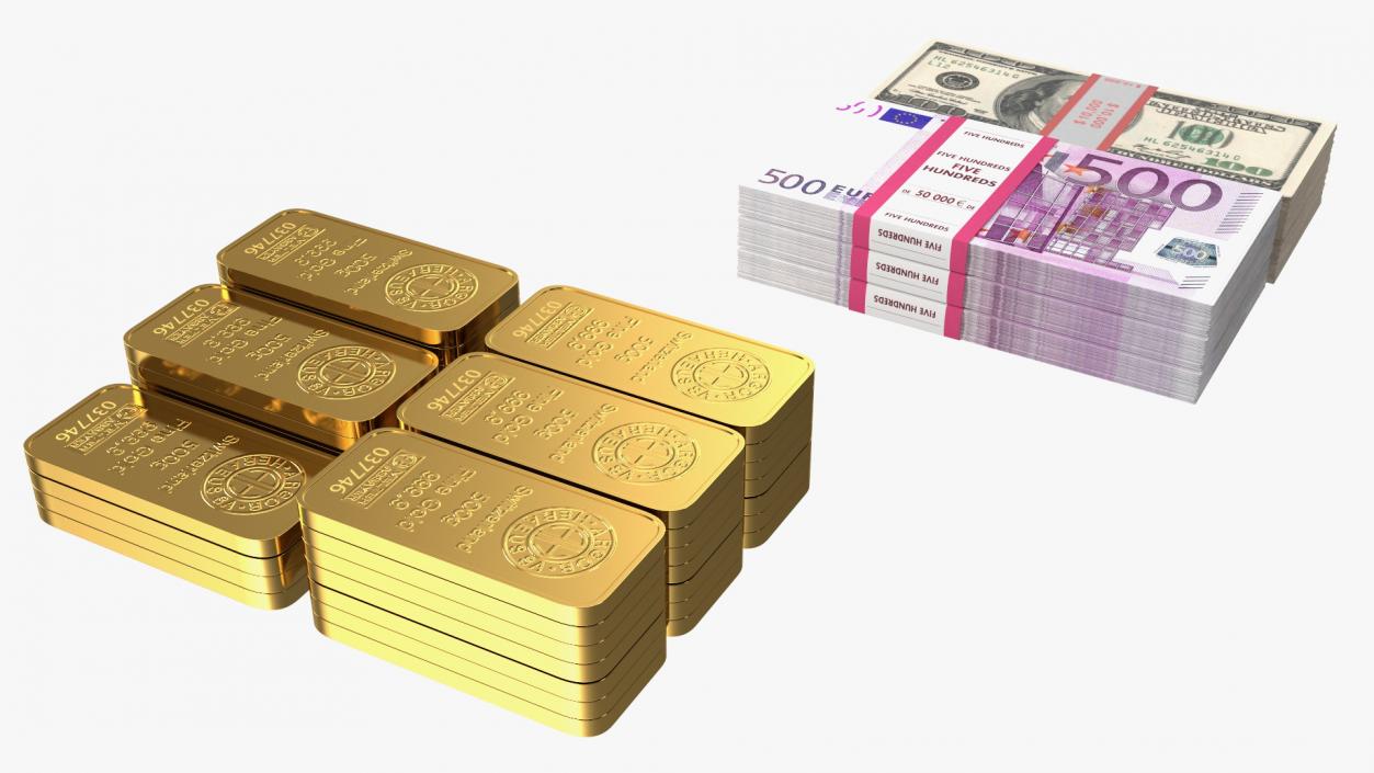 3D Drop Safe with Gold Bars and Cash model