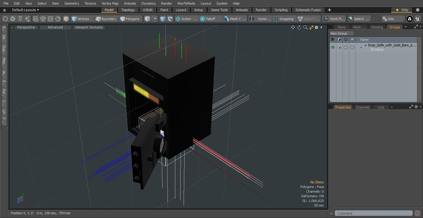 3D Drop Safe with Gold Bars and Cash model