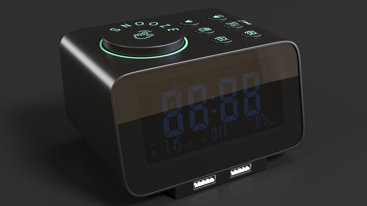 Plastic Alarm Clock Radio Display Off 3D