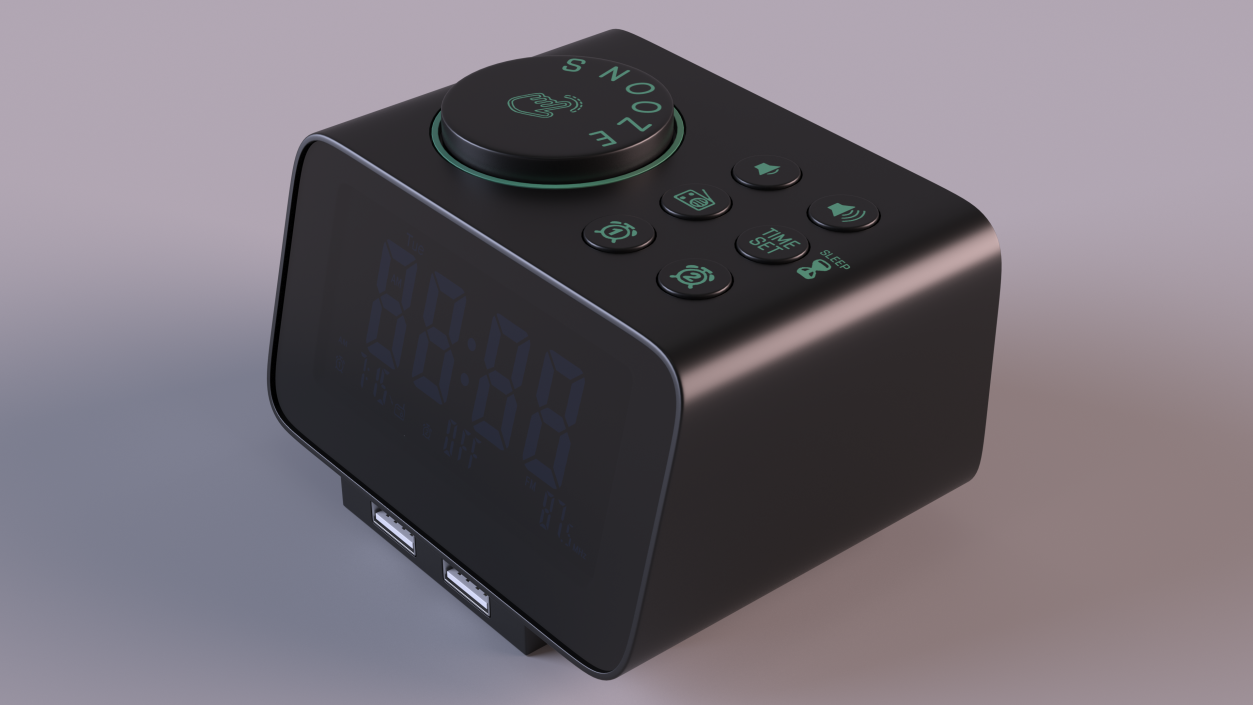 Plastic Alarm Clock Radio Display Off 3D