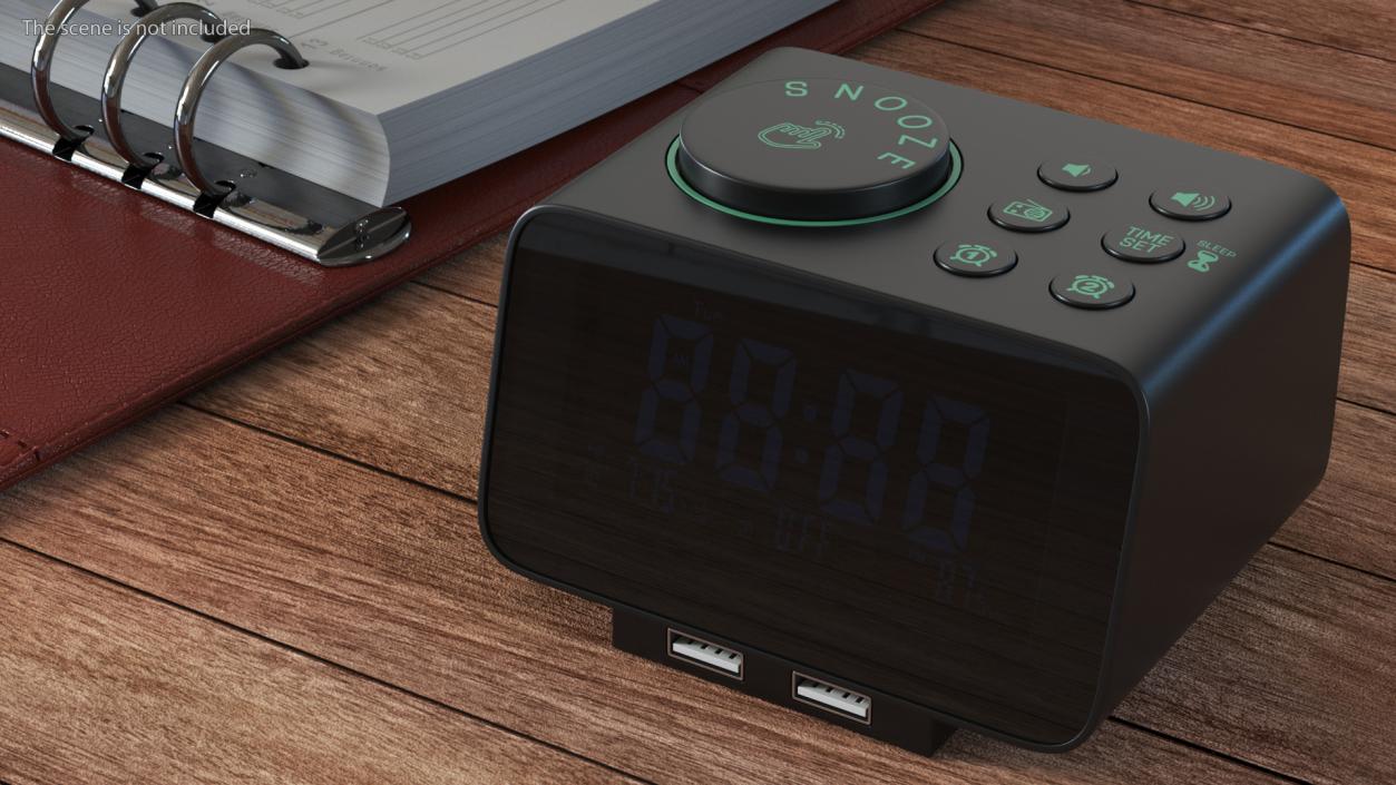 Plastic Alarm Clock Radio Display Off 3D