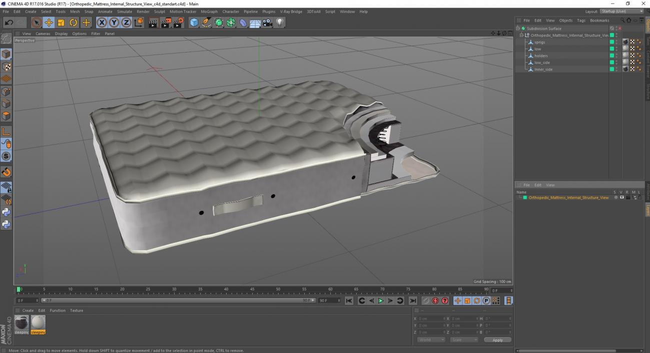 3D Orthopedic Mattress Internal Structure View model