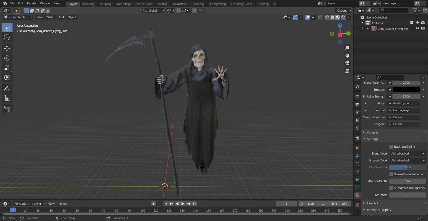 3D Grim Reaper Flying Pose model